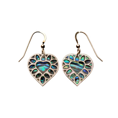 Vibrant Paua Heart Earrings