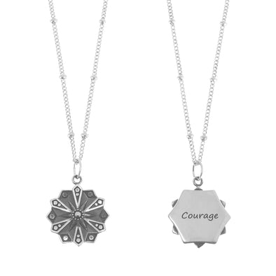 Sterling silver mandala 'courage' necklace