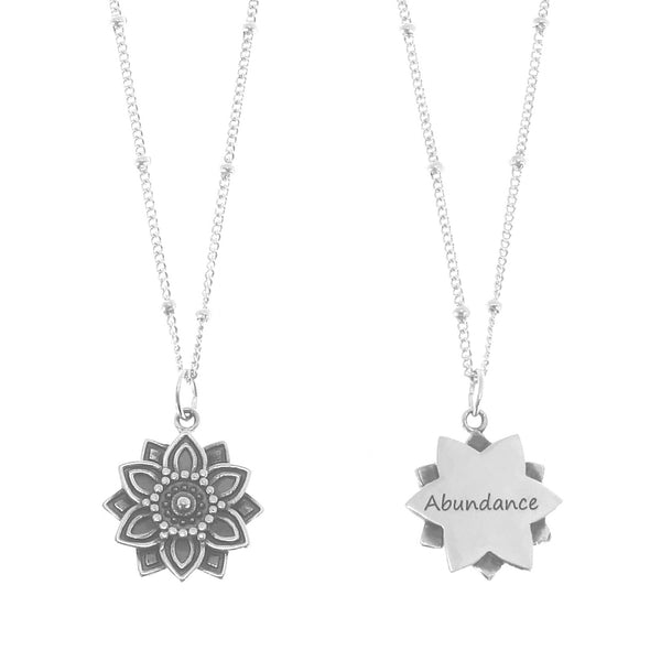 Double-sided abundance mandala necklace