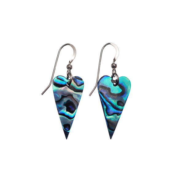 Paua shell heart earrings