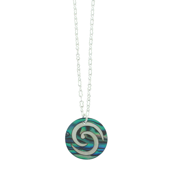 Paua shell round and white mussel necklace
