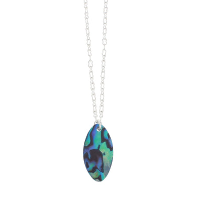Paua Oval necklace on white background
