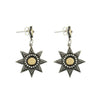 Sterling Silver oxidised star earrings on studs on white background