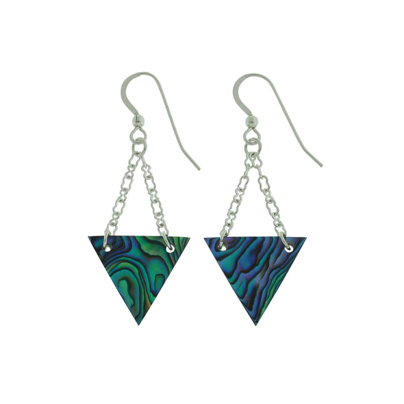 Vibrant Paua Triangle Earrings