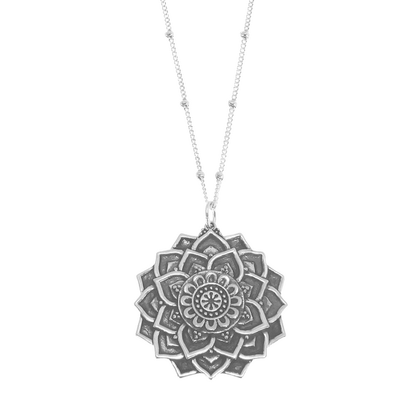 Sterling silver mandala necklace