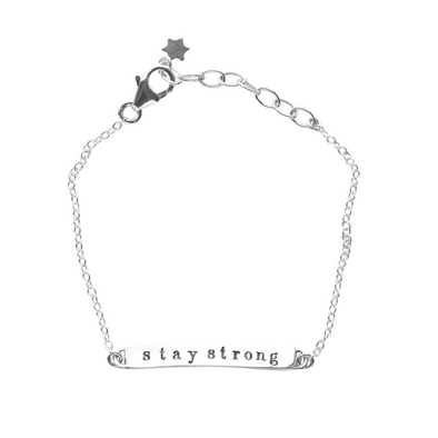Sterling silver hand-stamped bracelet - stay strong