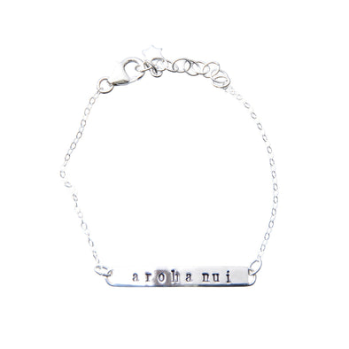 Sterling Silver aroha nui hand stamped bracelet