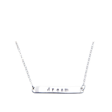 Sterling Silver hand-stamped 'dream' necklace.