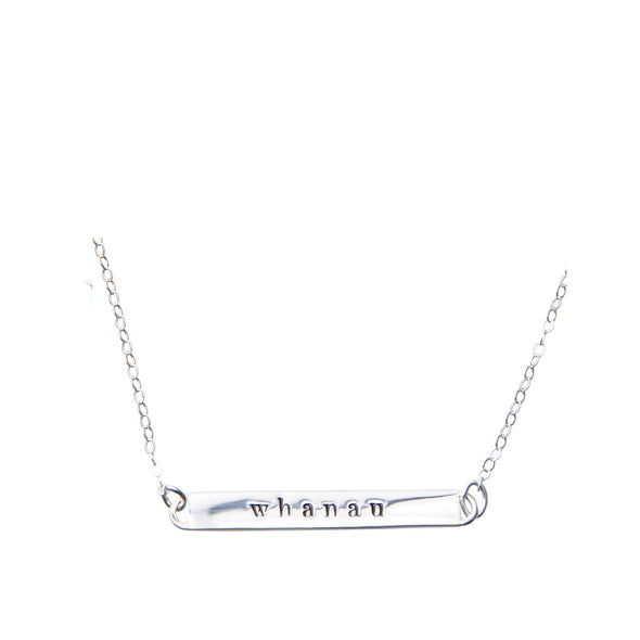 Sterling Silver hand-stamped 'whanau' necklace.