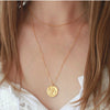 Gold Owl pendant necklace layered with chain necklace