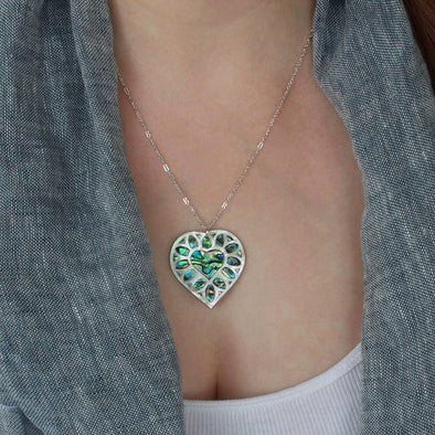 Vibrant Paua Large Heart Necklace