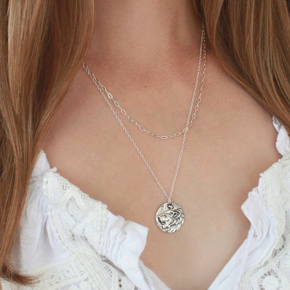 Sterling Silver Lion Pendant necklace and chain necklace