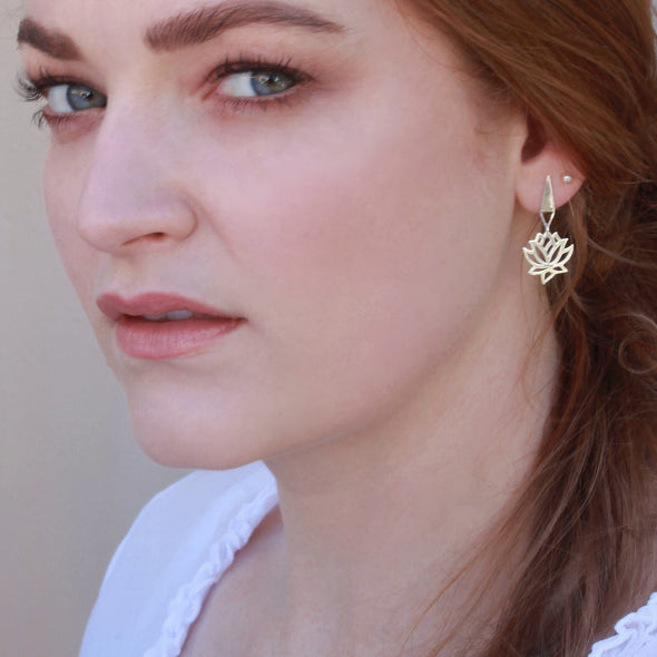 Sterling Silver Lotus flower stud earrings