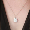 Sterling silver mandala 'abundance' necklace on neck
