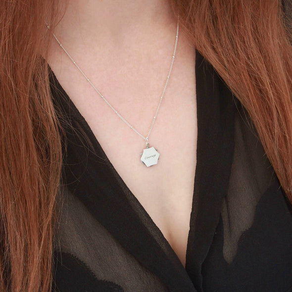 Mandala Double-sided Affirmation Necklace | Courage