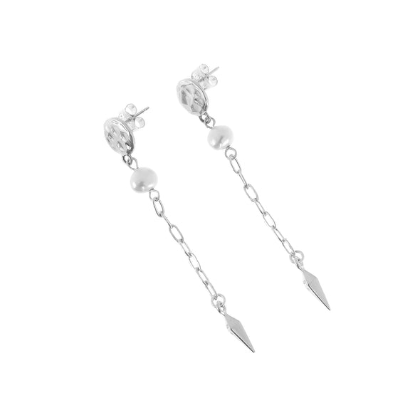 Sterling Silver stud earring with pearl side view
